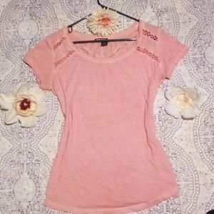 PEACH colored criss cross cutout top